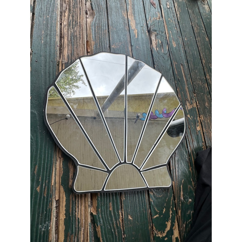 Vintage 1991 Art Deco Shell Wall Mirror Signed Palhof Nautical Coastal Decor